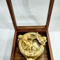 Brass Sundial Compass Wooden Glass Box Collectible Gift