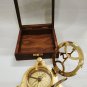 Brass Sundial Compass Wooden Glass Box Collectible Gift