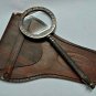 Brass Magnifying Glass With Leather Box For Desktop Decor Collectible Item