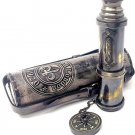 Antique style Brass folding Telescope with Leather Grey Cover Nautical Gift
