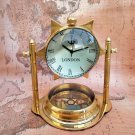 Star Dial Brass Desk Clock Base Compass Nautical Gift