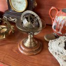 Antique Brass Armillary Zodiac Signs Globe Mini Wood Base Desktop Decorative