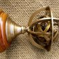 Antique Brass Armillary Zodiac Signs Globe Mini Wood Base Desktop Decorative