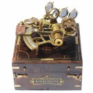 Antique Style Brass Nautical Sextant With Wooden Box Marine Collectible Gift