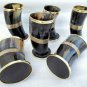 Set of 6 Horn Glass Drinking Beer Viking Style Brass Working On It Beautiful
