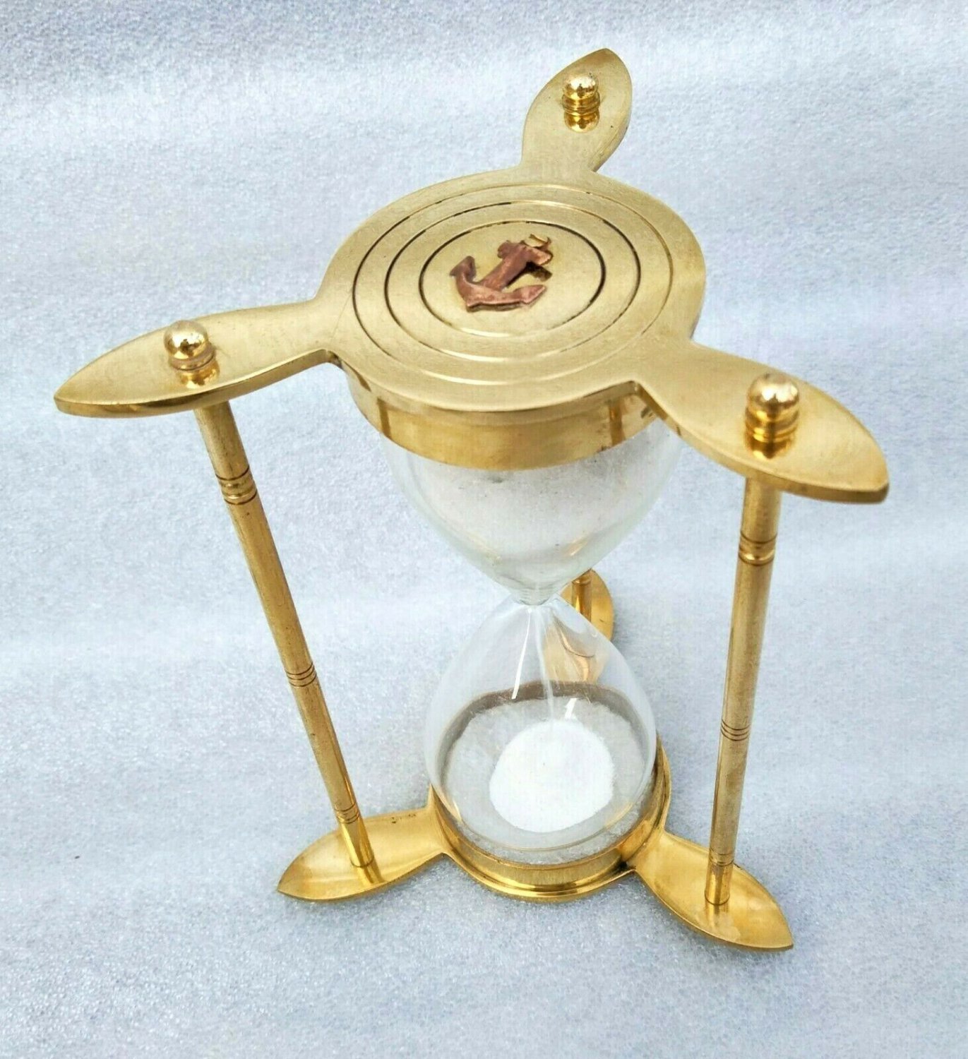 Brass Sand Timer White Sand Hourglass Collectible Nautical Gift
