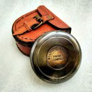 Antique finish Brass Pocket Poem Compass With Leather Belt Cover Gift