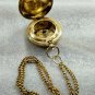 Brass Push Button Calendar Compass Pocket Compass Chain With Leather Case