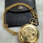 Brass Push Button Calendar Compass Pocket Compass Chain With Leather Case