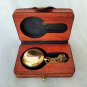 Brass Push Button Compass Chain With Leather Box Collectible Gift