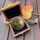 Antique Brass Titanic lid compass with wood box nautical gift