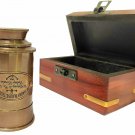 Antique Brass Telescope Mini With Wood Box For Home Decoration
