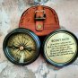 Brass Calendar Lid Compass Pocket Compass With Leather Case Gift