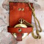 Brass Compass Pocket Chain Leather holder For Belt nautical Style Decorative