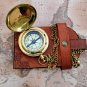 Brass Compass Pocket Chain Leather holder For Belt nautical Style Decorative