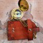 Brass Compass Pocket Chain Leather holder For Belt nautical Style Decorative