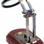 Antique Brass Adjustable Magnifying Glass Nautical Reading Lens Wooden Base