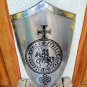 Medieval Armor Shield Solid Steel & Brass Full Size With Leather Cover belt