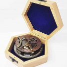Gilbert & Sons London Brass Sundial Compass with Wooden Box