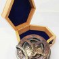 Gilbert & Sons London Brass Sundial Compass with Wooden Box