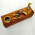 Set of 4 Brass keychain set with wood box Collectible Gift