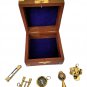 Set of 5 Brass keychain set with wood box Collectible Gift