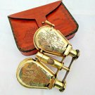 Brass Shiny Binocular Monocular Flap open Style With Leather cover Gift