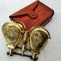 Brass Shiny Binocular Monocular Flap open Style With Leather cover Gift