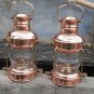Set Of 2 Copper Brass Anchor Oil Lamp Vintage Hanging Table Decorative 14 "