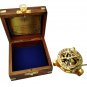 Brass Shiny Sundial Compass with Wooden Box collectible gift
