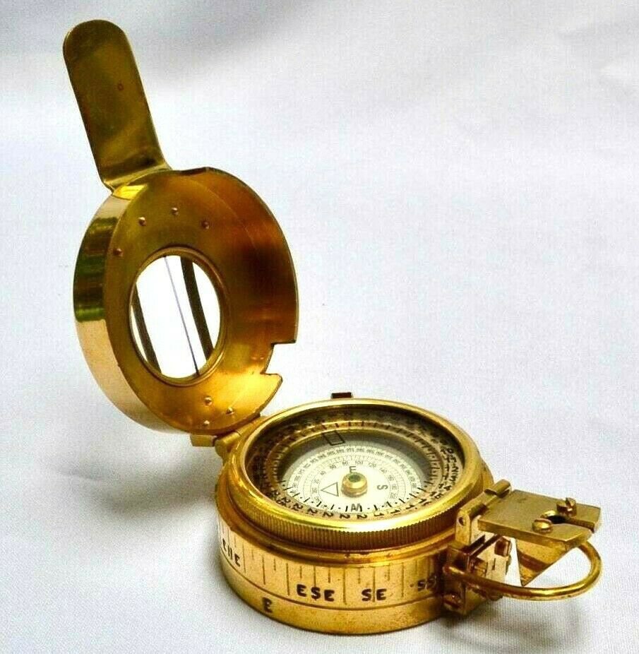 Antique Brass Military Compass Collectible Nautical Gift