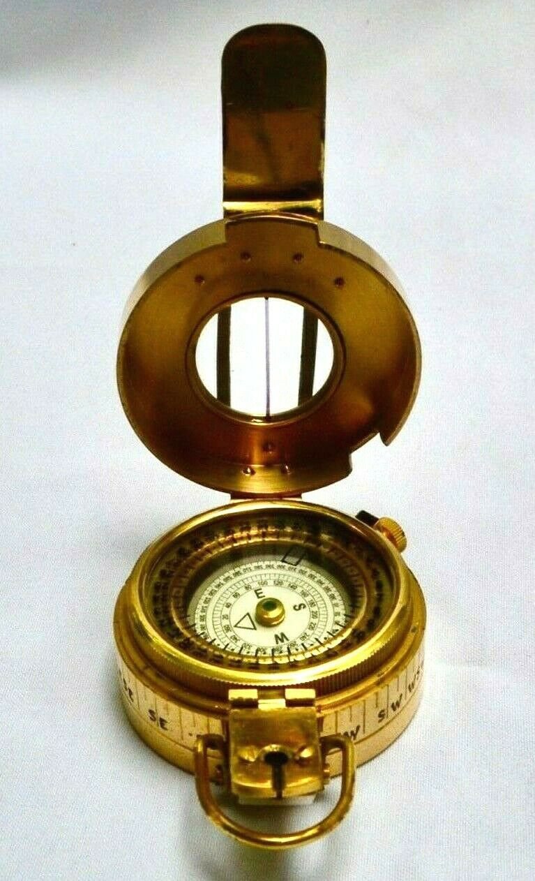 Antique Brass Military Compass Collectible Nautical Gift