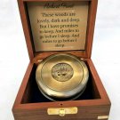 Antique Brass Poem Compass Marine Collectible Nautical With Wood Box Gift