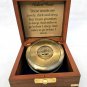 Antique Brass Poem Compass Marine Collectible Nautical With Wood Box Gift