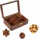 Wooden Puzzle game 6 Puzzle in one Wood box Collectible Gift