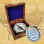 Chrome Finish Brass Nautical Poem Compass With Wood Box Collectible Gift