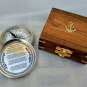Chrome Finish Brass Nautical Poem Compass With Wood Box Collectible Gift