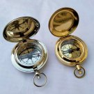 Brass Lid compass mini set of 2 Polished and nickel Gift