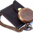 Brass Push Button Compass Antique With Leather Case Collectible Gift