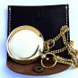 Brass Push Button Compass Shiny With Leather Case Collectible Gift