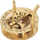 Brass Round Sundial Compass Shiny Collectible Gift