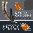 Antique Style Horn Mug with Black Leather Strap Hanging Beer mug Coffee mug Gift