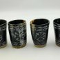 Royal Horn Made Shot Glass Set of 12 Vodka Shots Tequila Shots Glass wood base