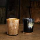 Set of 2 Horn Made Shot Glass Vodka Shots Tequila Shots Glass wood base Partner