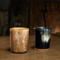 Set of 2 Horn Made Shot Glass Vodka Shots Tequila Shots Glass wood base Partner