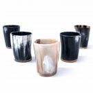 Horn Made Shot Glass Set of 5 Vodka Shots Tequila Shots Glass wood base
