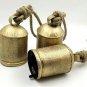 Set of 3 Handmade Rustic Vintage Lucky Cow Bells On Rope 15cm Wall Hanging