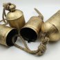 Set of 3 Handmade Rustic Vintage Lucky Cow Bells On Rope 15cm Wall Hanging