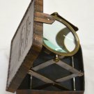 Antique Brass Folding Magnifying Glass Vintage With Leather Box Gift