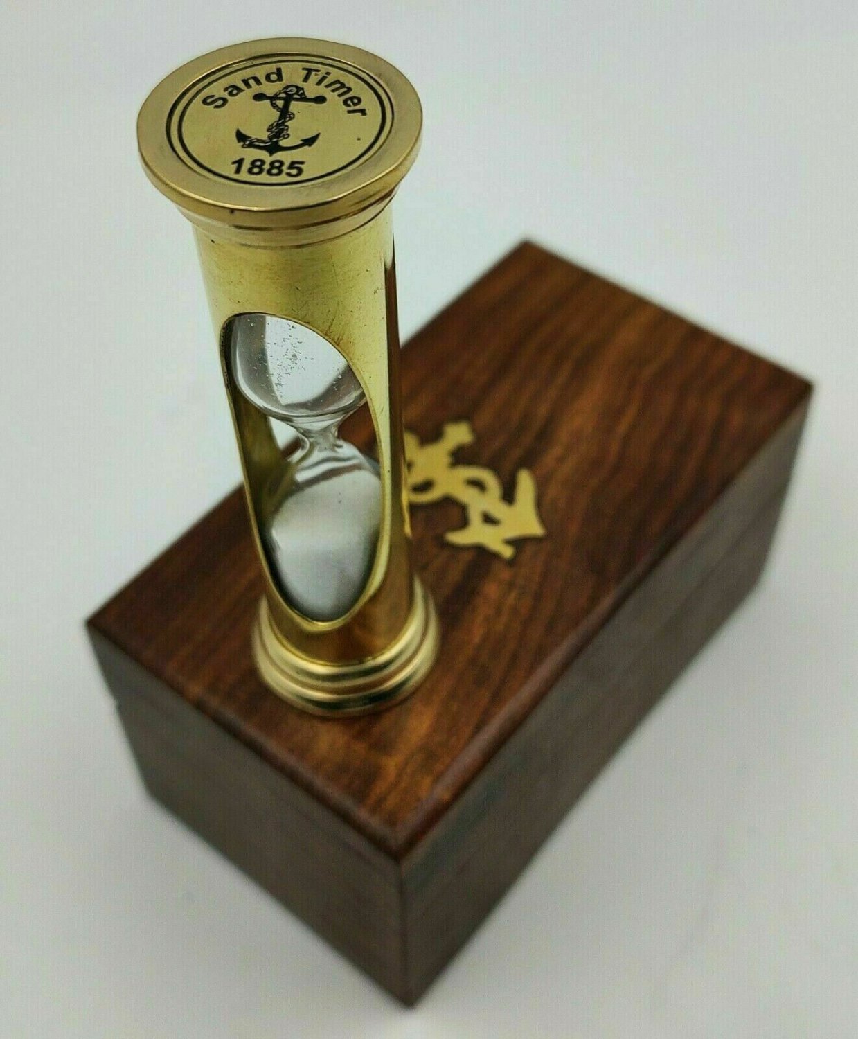 Brass Mini Sand Timer Hourglass With Wood Box Nautical gift